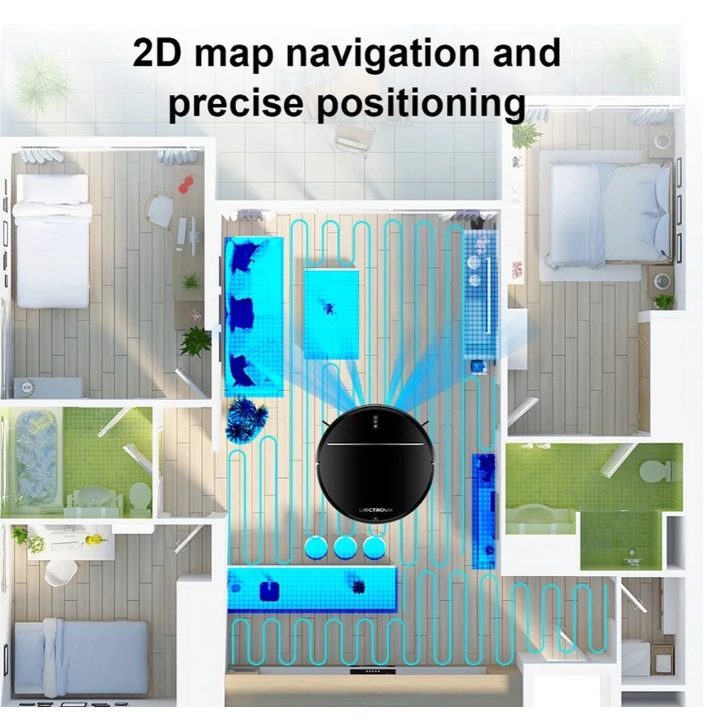 De Liectroux M7S gebruikt 2D map navigatie
